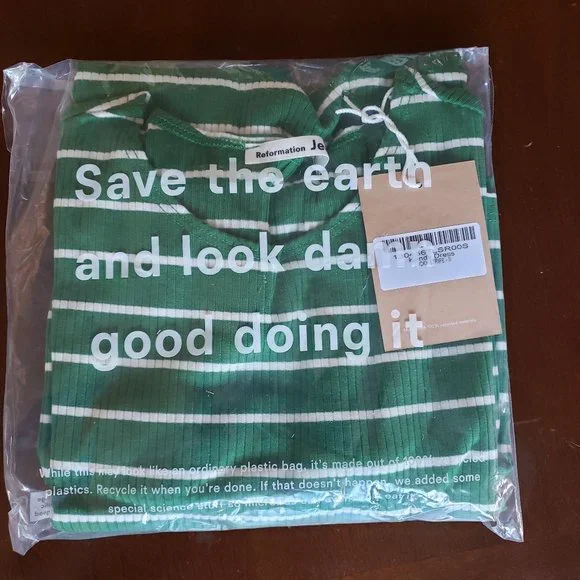 NWT Reformation Kendy Dress Lucky Stripe Bodycon Mini Size S 90s - Picture 5 of 5